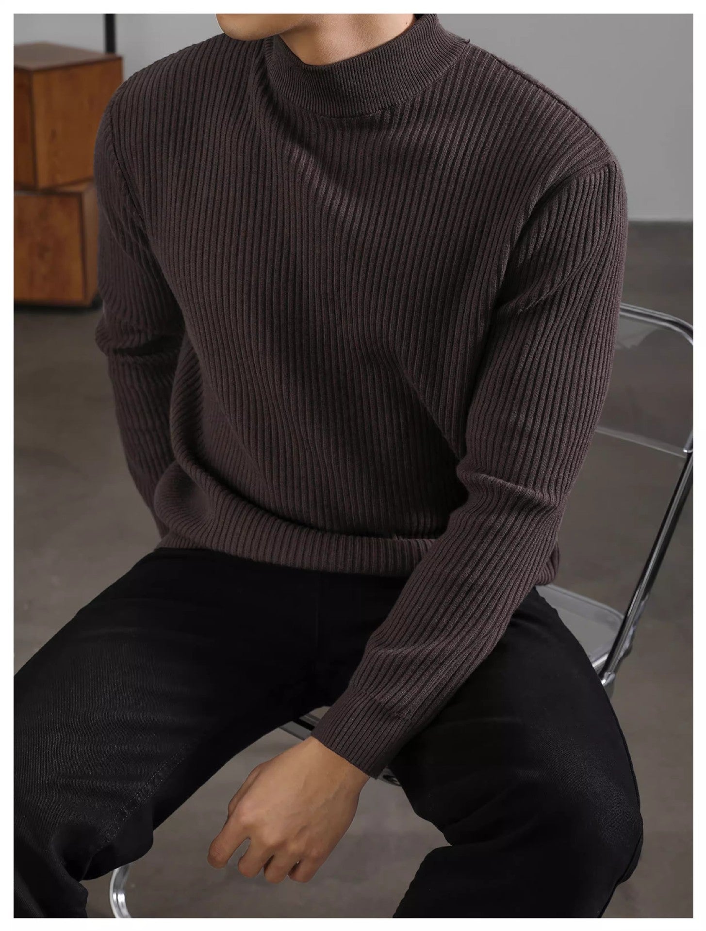 Mens Warm Half-turtleneck Sweater