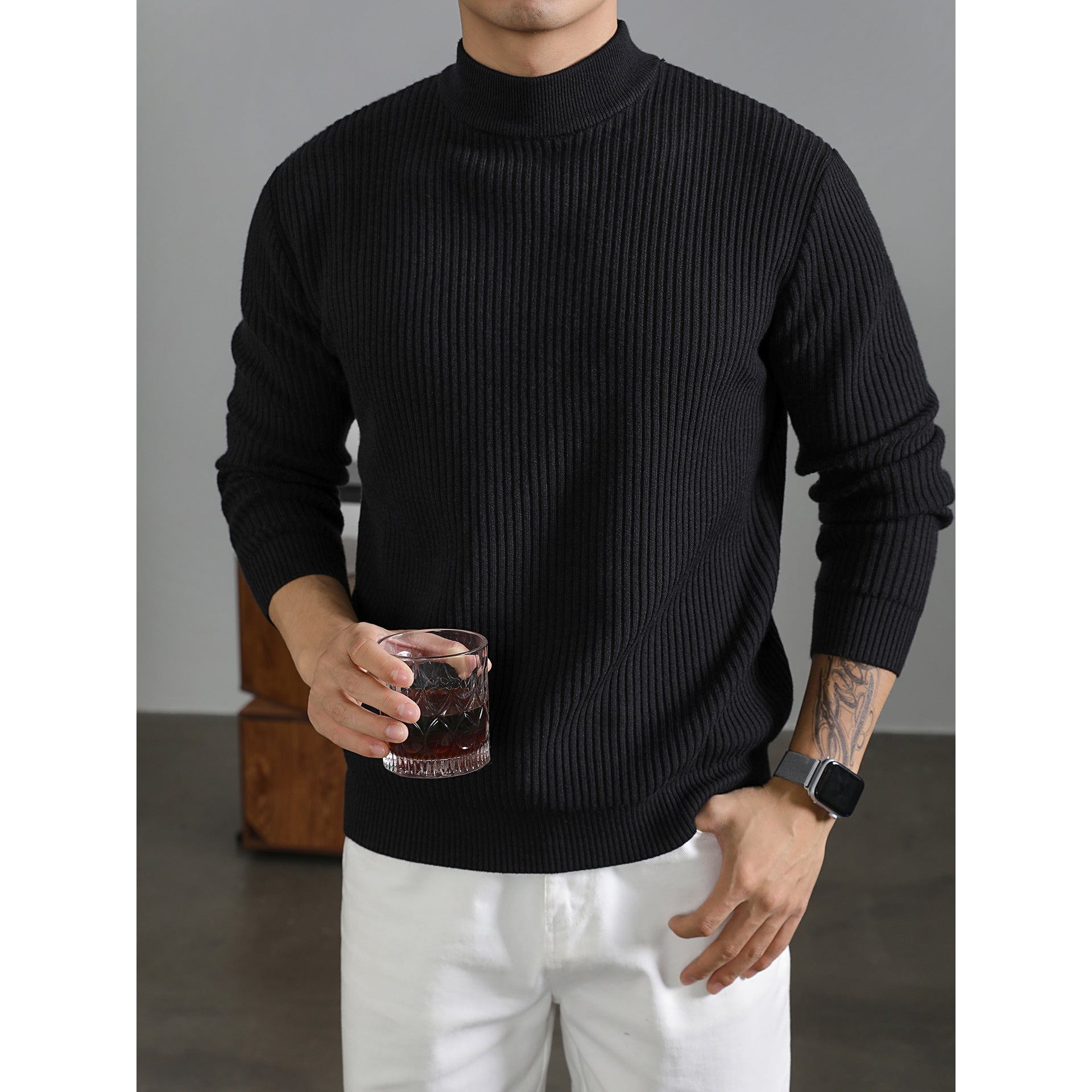 Mens Warm Half-turtleneck Sweater